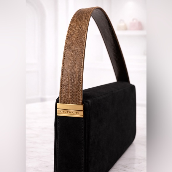 GIVENCHY leather suede shoulder bag with removable/interchangeable handle